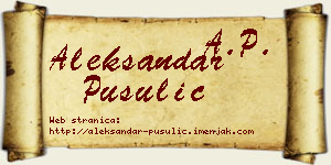 Aleksandar Pusulić vizit kartica
